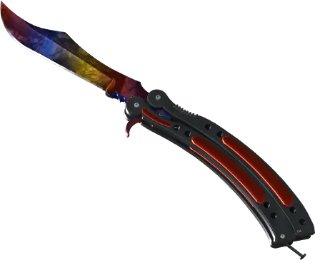 Скин ножа Butterfly Knife Marble Fade красно-сине-жёлтый CS2